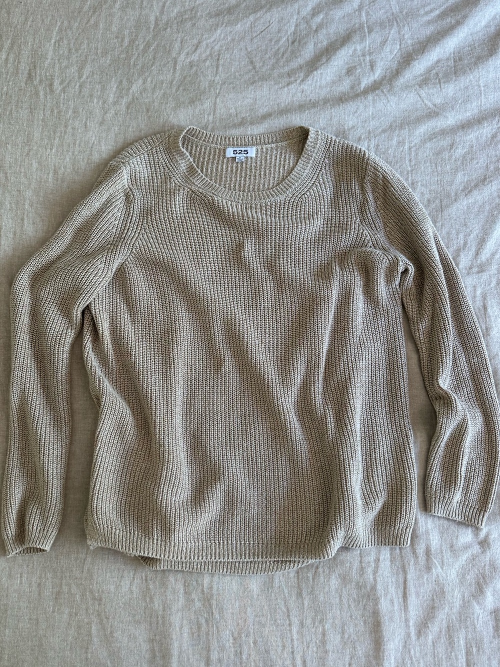 525 America Neutral Cotton Knit Sweater Small